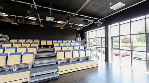 Small studio theatre with tiered seating
